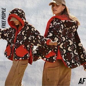 FREE PEOPLE ELEVATION REVERSIBLE JACQUARD FLEECE SNOWCAP COMBO NWT XS